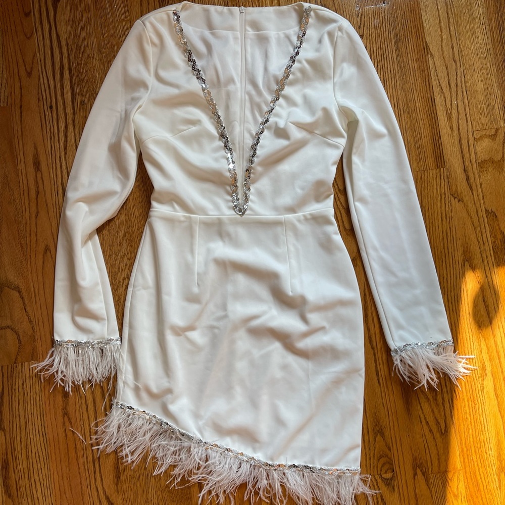 White Fringe & Sparkle Dress